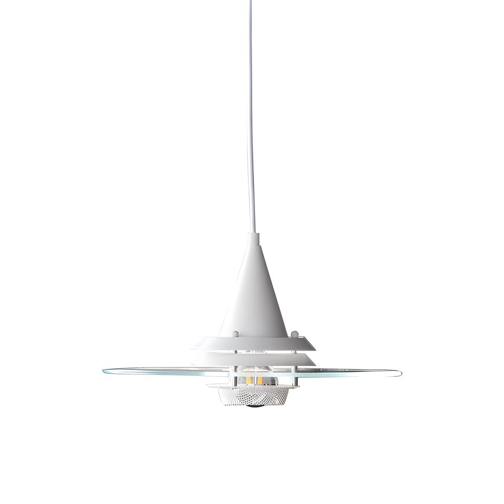 Modern Clear Glass UFO Pendant Light Fixture with 3-Step Dimming for Dining Room