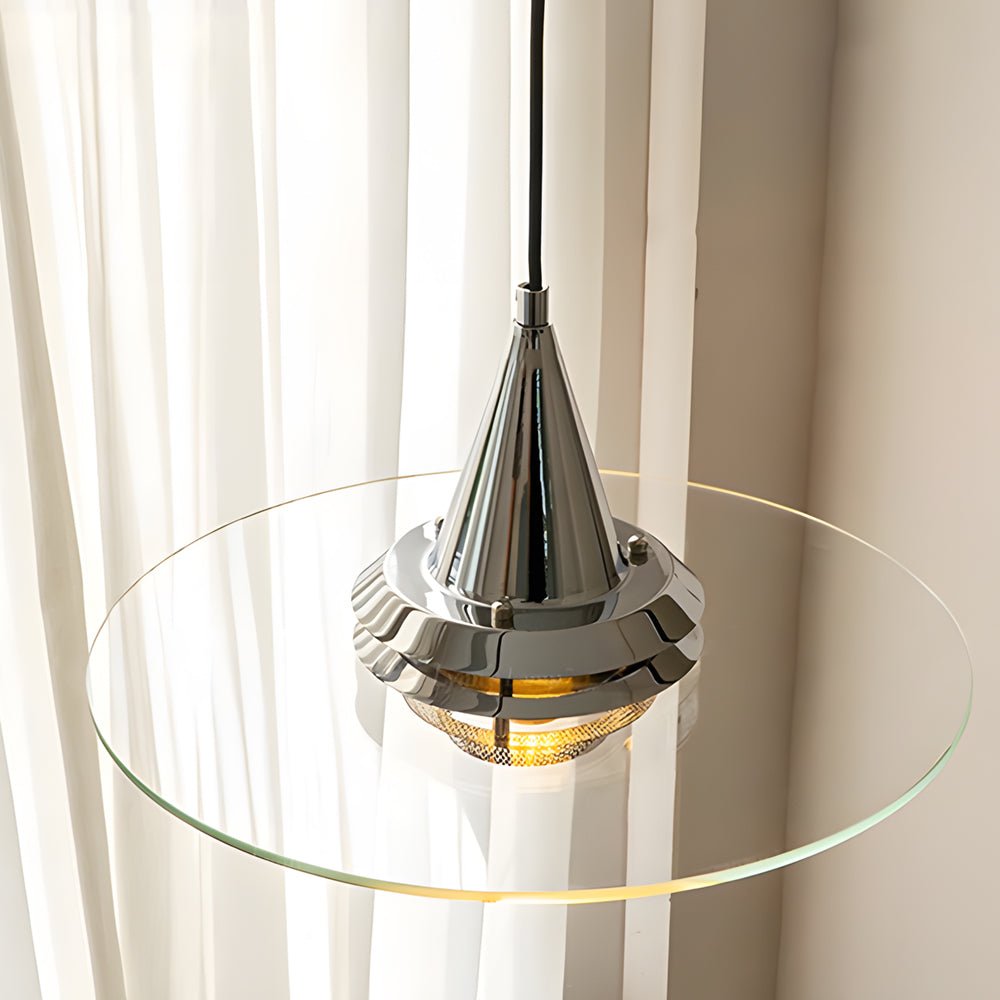 Modern Round Transparent Glass UFO Pendant Light for Dining Room