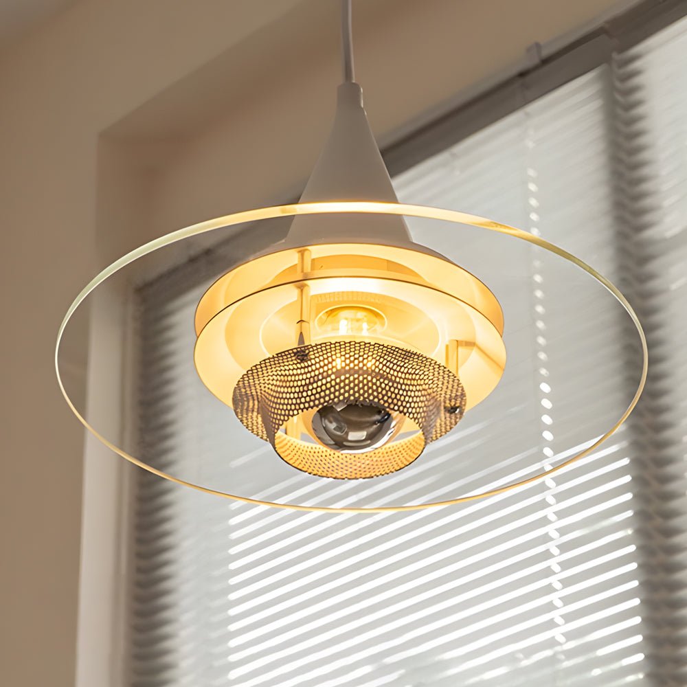 Modern Round Transparent Glass UFO Pendant Light for Dining Room