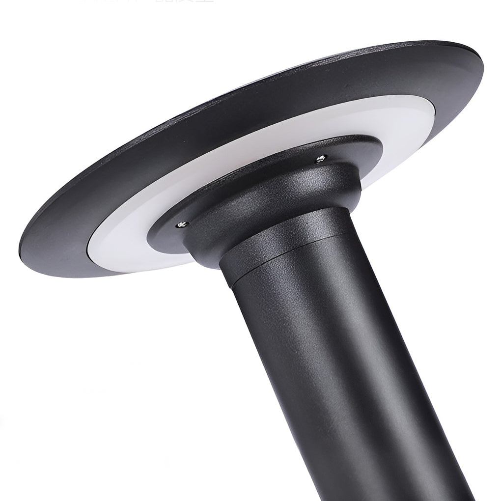Contemporary White UFO-Shaped Solar Bollard Light for Outdoor Spaces