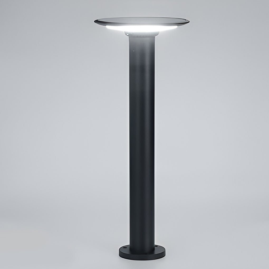 Contemporary White UFO-Shaped Solar Bollard Light for Outdoor Spaces