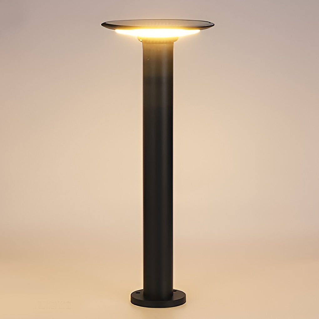 Contemporary White UFO-Shaped Solar Bollard Light for Outdoor Spaces