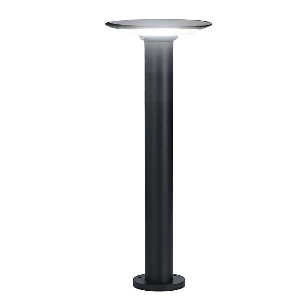 Contemporary White UFO-Shaped Solar Bollard Light for Outdoor Spaces