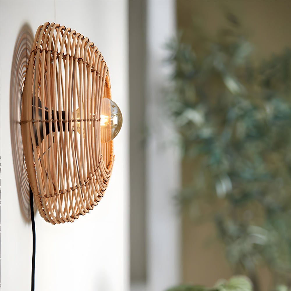 Woven Fiber Round Minimalist Wabi-Sabi Ceiling Light for Modern Spaces