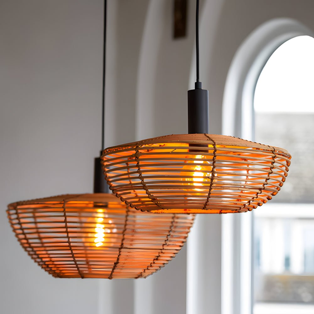 Woven Fiber Round Minimalist Wabi-Sabi Ceiling Light for Modern Spaces