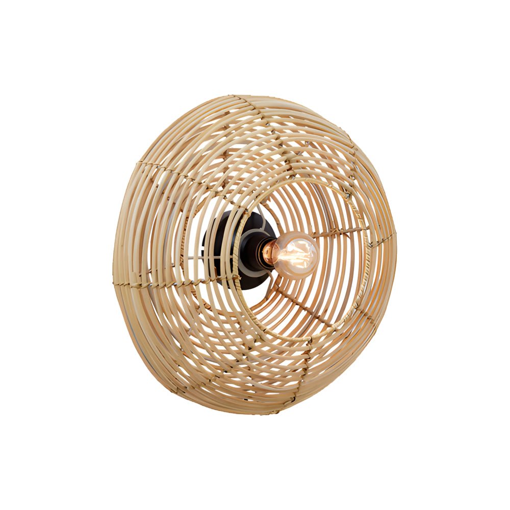 Woven Fiber Round Minimalist Wabi-Sabi Ceiling Light for Modern Spaces