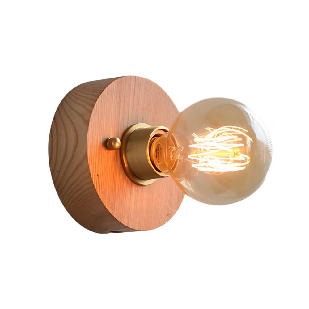 Mid-Century Modern Walnut Brass Wall Sconce for Retro Bedroom Lighting