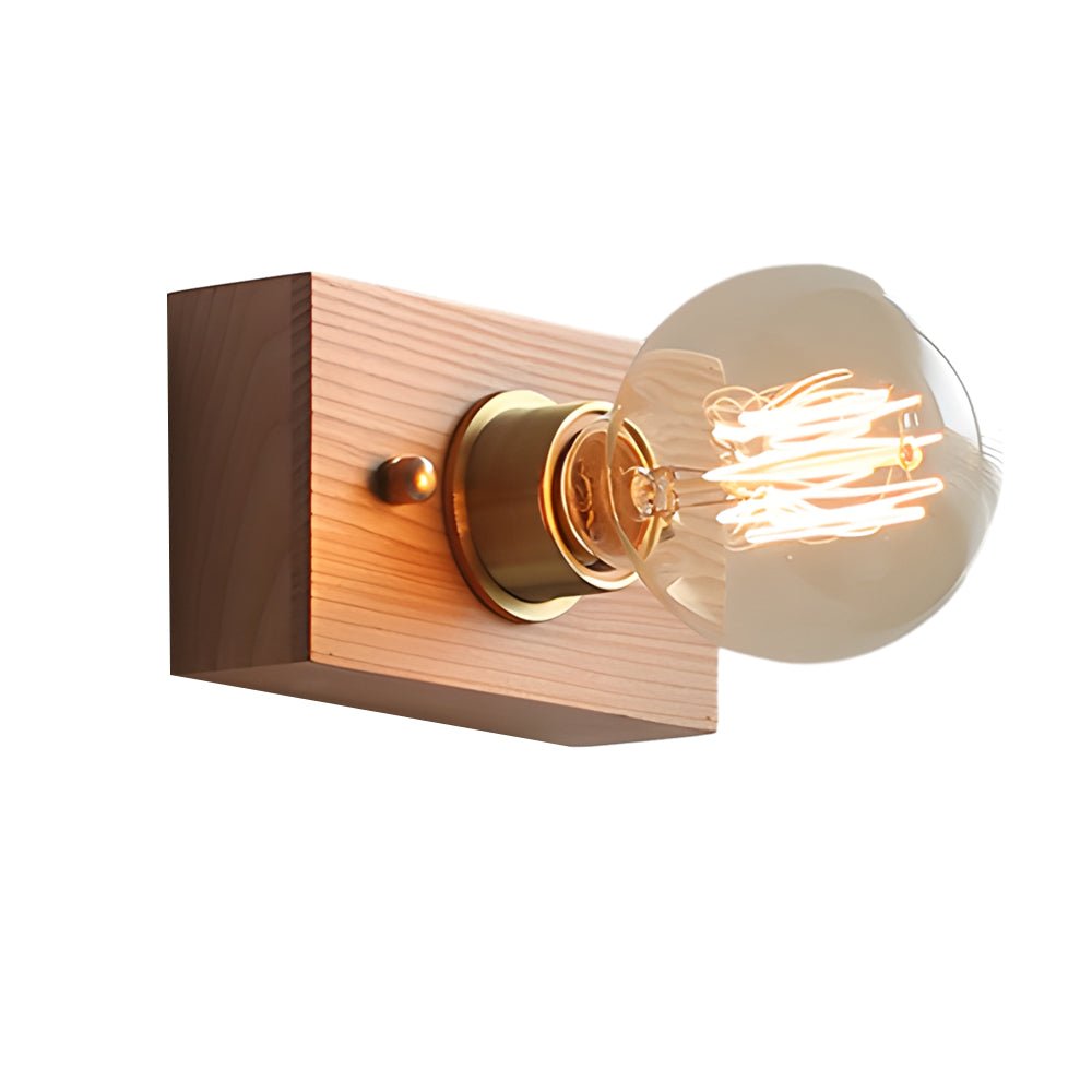 Mid-Century Modern Walnut Brass Wall Sconce for Retro Bedroom Lighting