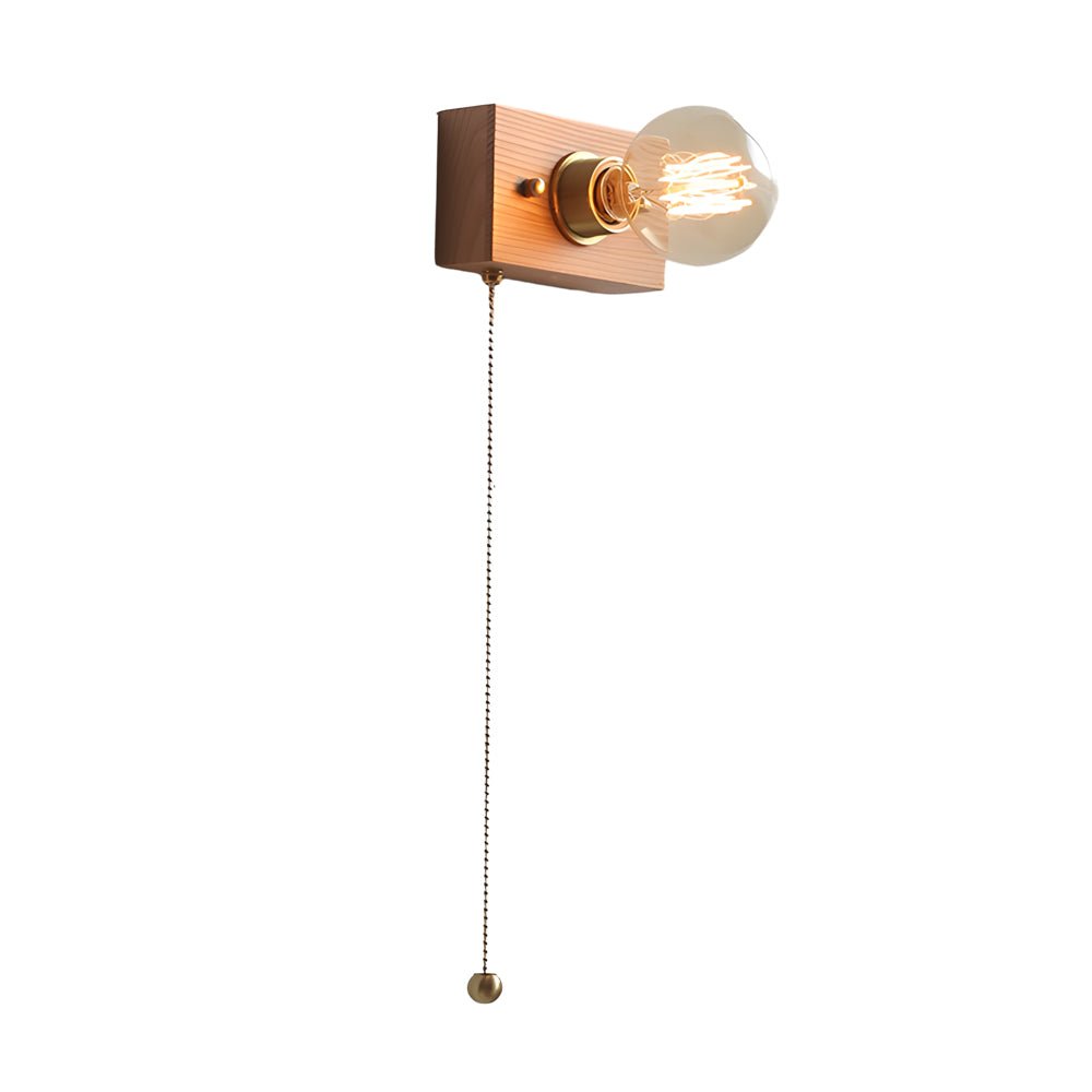 Mid-Century Modern Walnut Brass Wall Sconce for Retro Bedroom Lighting