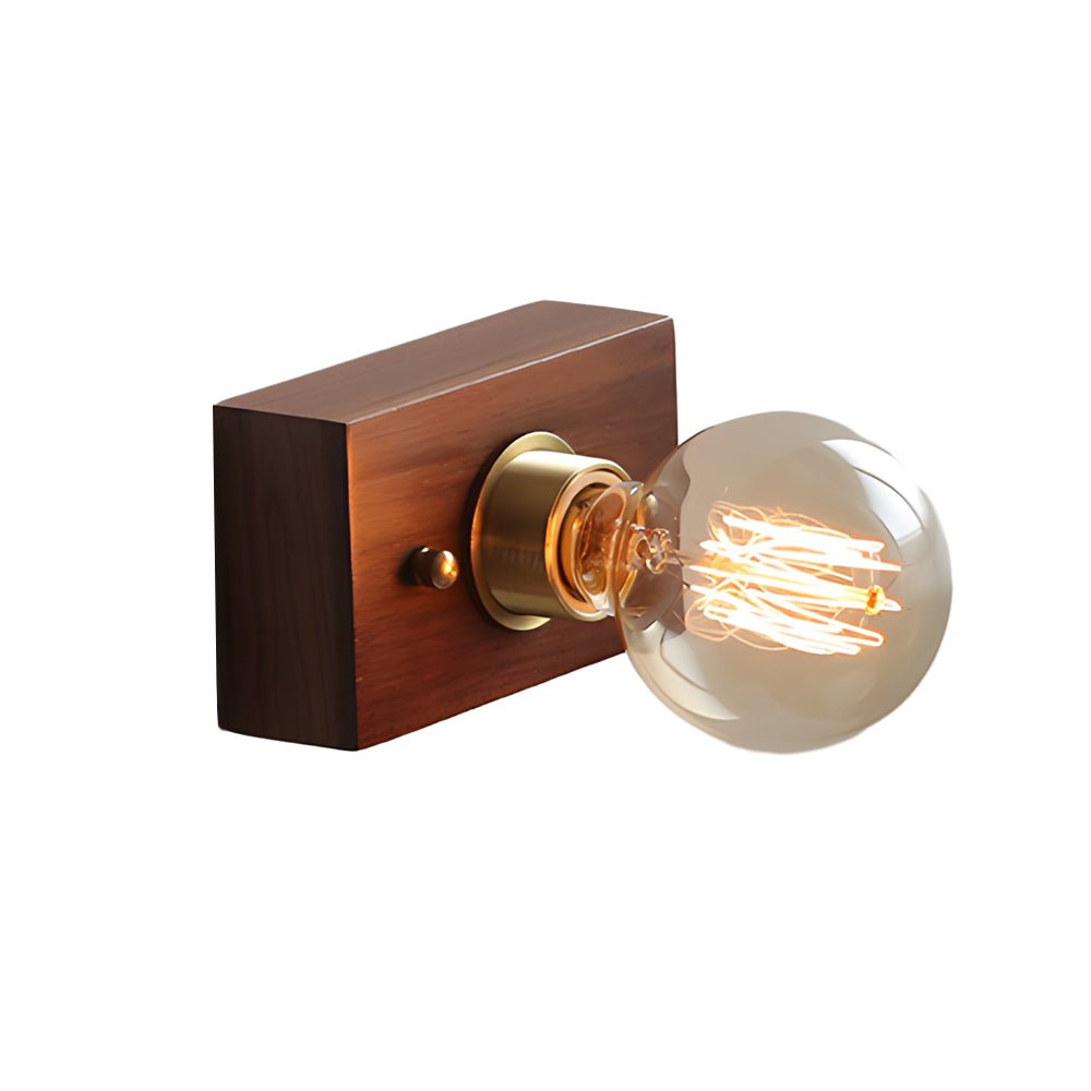 Mid-Century Modern Walnut Brass Wall Sconce for Retro Bedroom Lighting