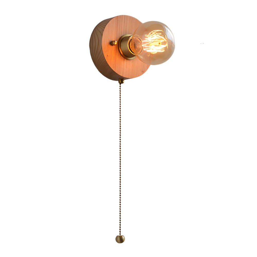 Mid-Century Modern Walnut Brass Wall Sconce for Retro Bedroom Lighting