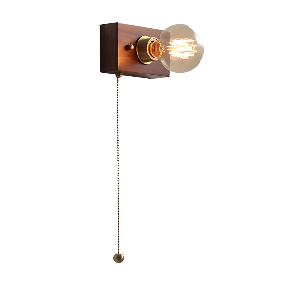 Mid-Century Modern Walnut Brass Wall Sconce for Retro Bedroom Lighting
