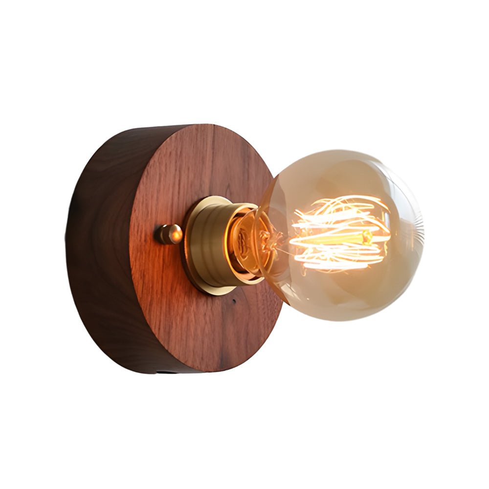 Mid-Century Modern Walnut Brass Wall Sconce for Retro Bedroom Lighting