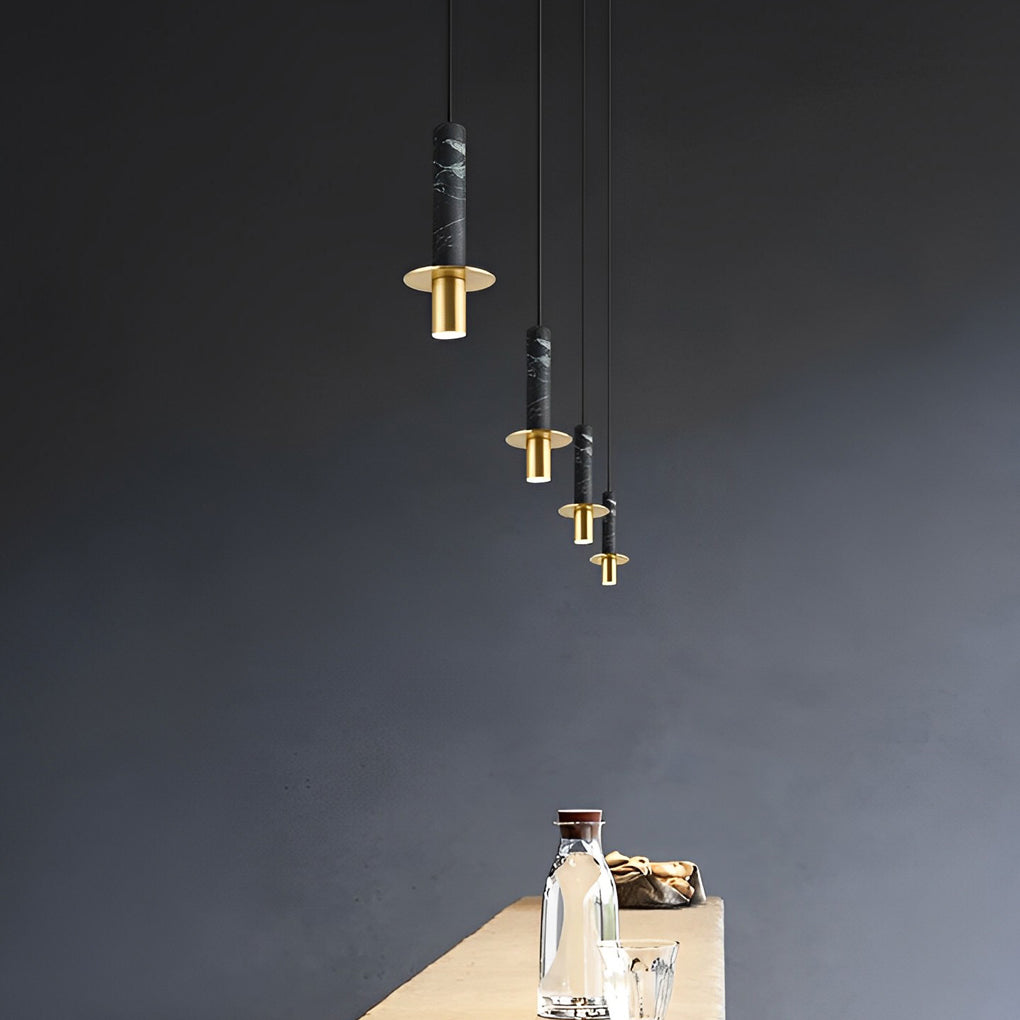 Post-Modern Elongated Terrazzo LED Chandelier for Living Room Decor