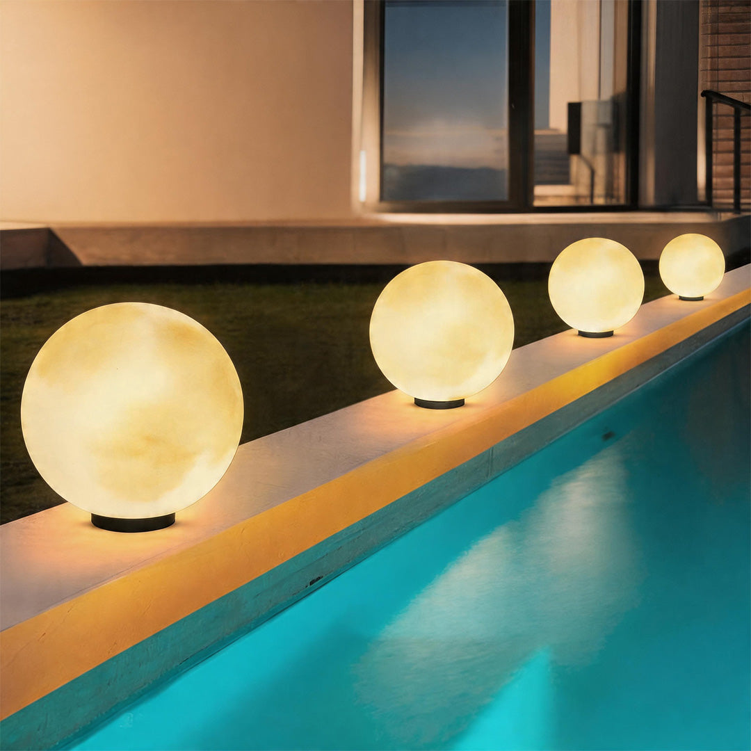 Modern Waterproof LED Moon Pillar Resin Lamp for Outdoor Garden Decor