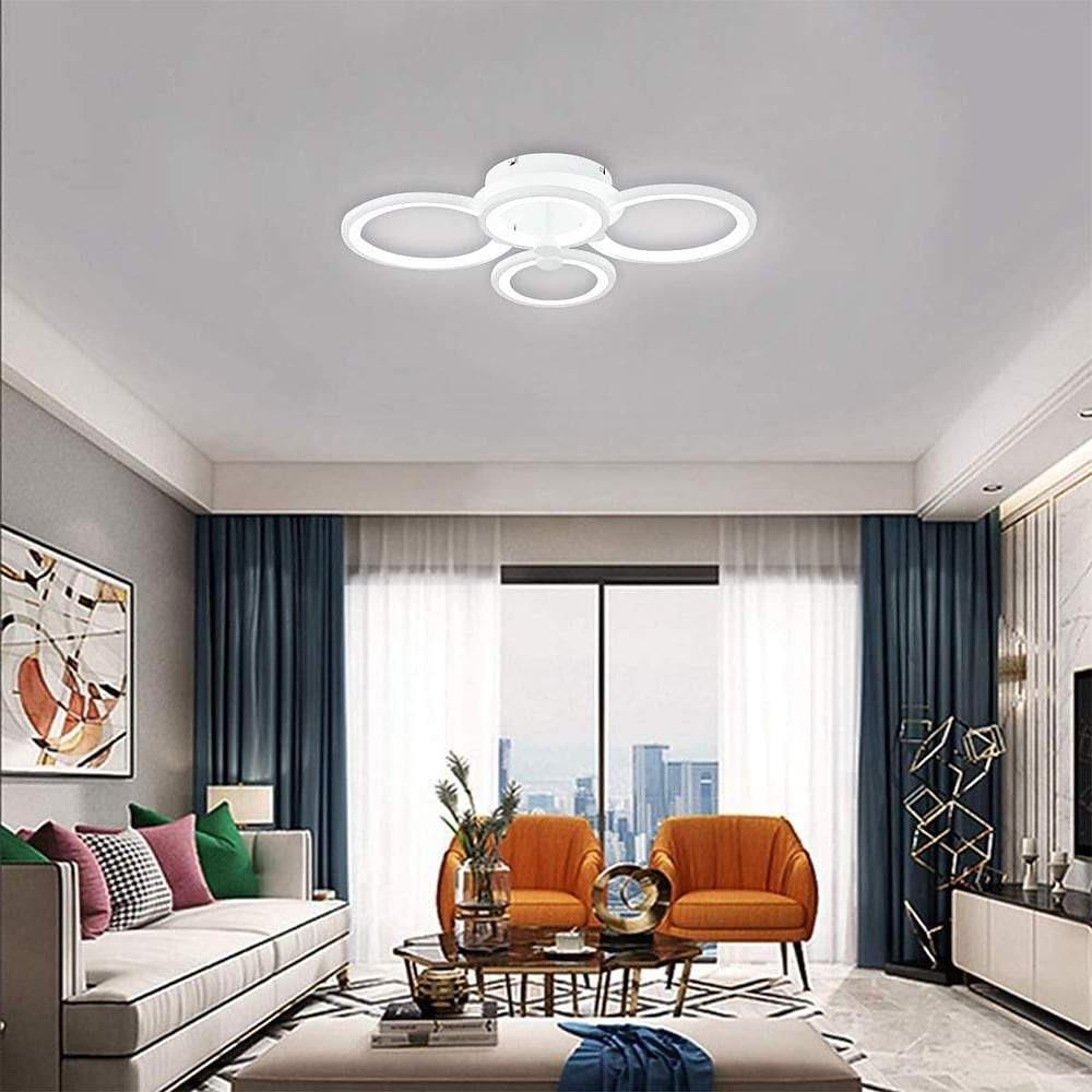 Elegant Modern Overlapping Ring Ceiling Light Fixture in Gold for Living Room