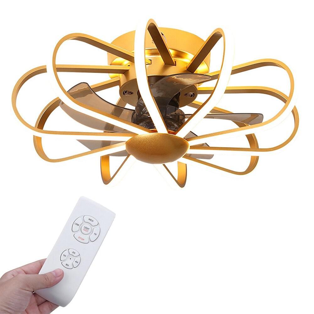 5-Blade Modern Black Ceiling Fan with LED Lights for Living Room
