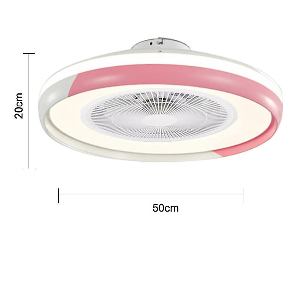 Modern White Circular LED Dimmable Bladeless Ceiling Fan with Light Remote for Living Room