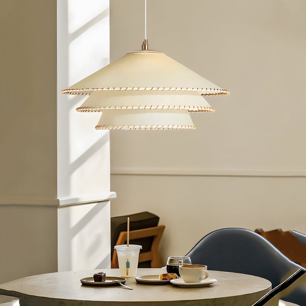 Elegant Multi-Layer Parchment Pendant Light Fixture for Living Room