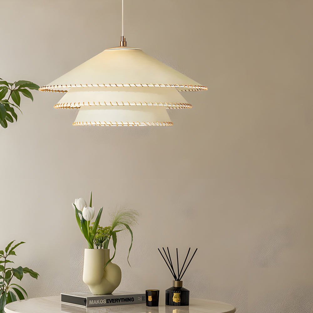 Elegant Multi-Layer Parchment Pendant Light Fixture for Living Room
