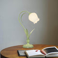 Rustic Green Table Lamp with White Floral Shade for Home Office Decor