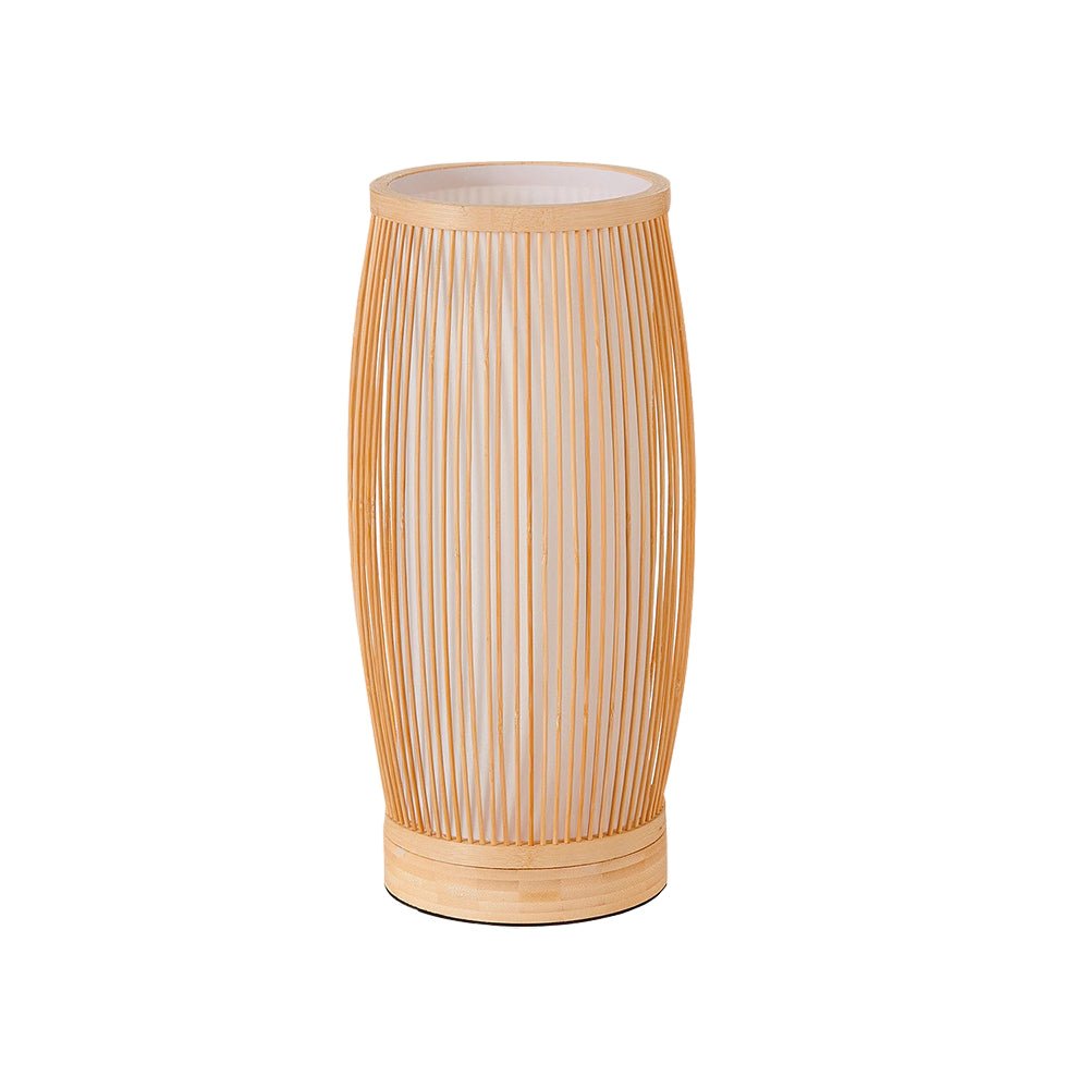 Handwoven Vintage Bamboo LED Table Lamp for Japanese-Inspired Décor