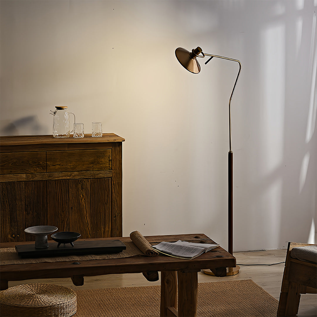 Adjustable Vintage Gold Industrial Floor Lamp for Living Room Decor