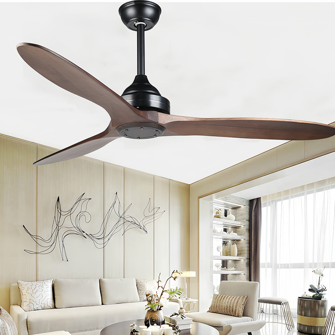 Rustic Wood Flush Mount Ceiling Fan with Light - Modern DC Motor Fandelier