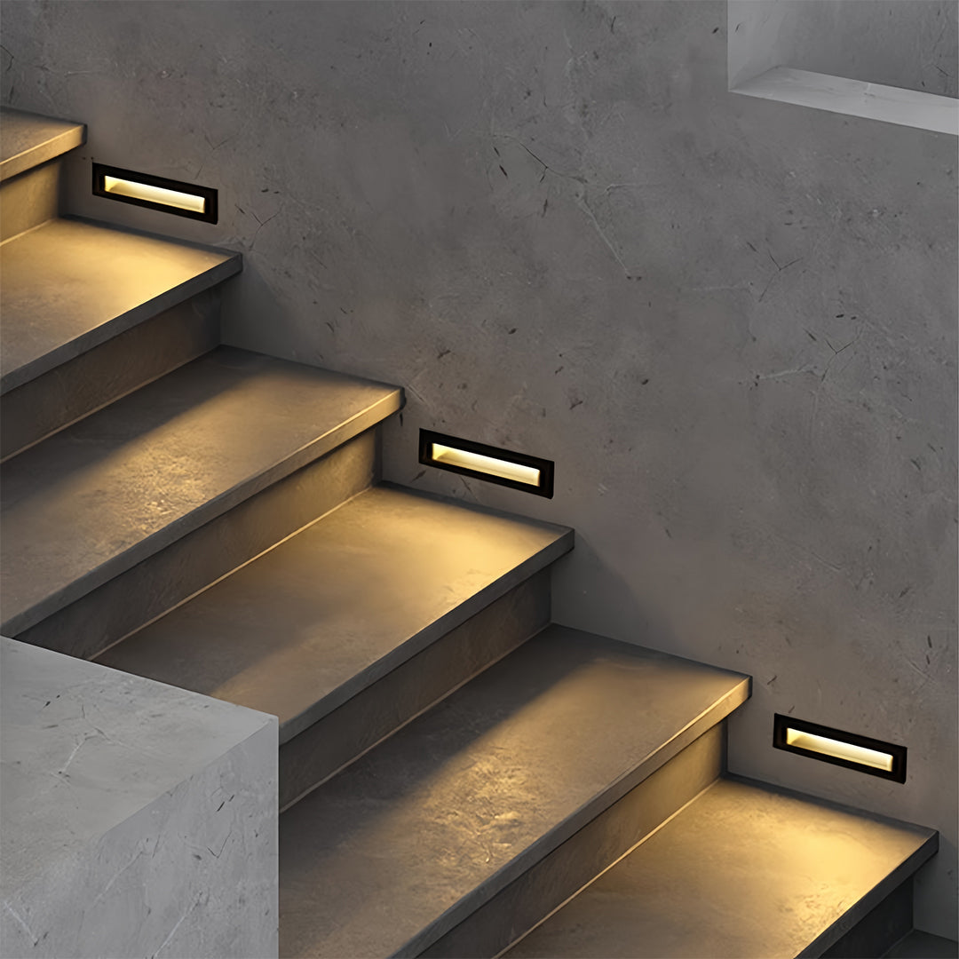 Modern Minimalist Embedded LED Step Lights for Outdoor Stairs – Black Finish