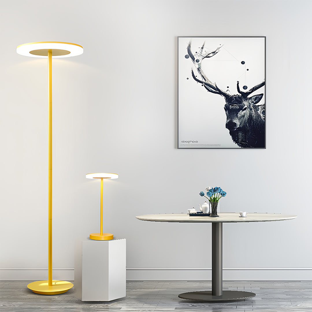 Dimmable Macaron Round Floor Lamp in Colorful Modern Design for Living Room