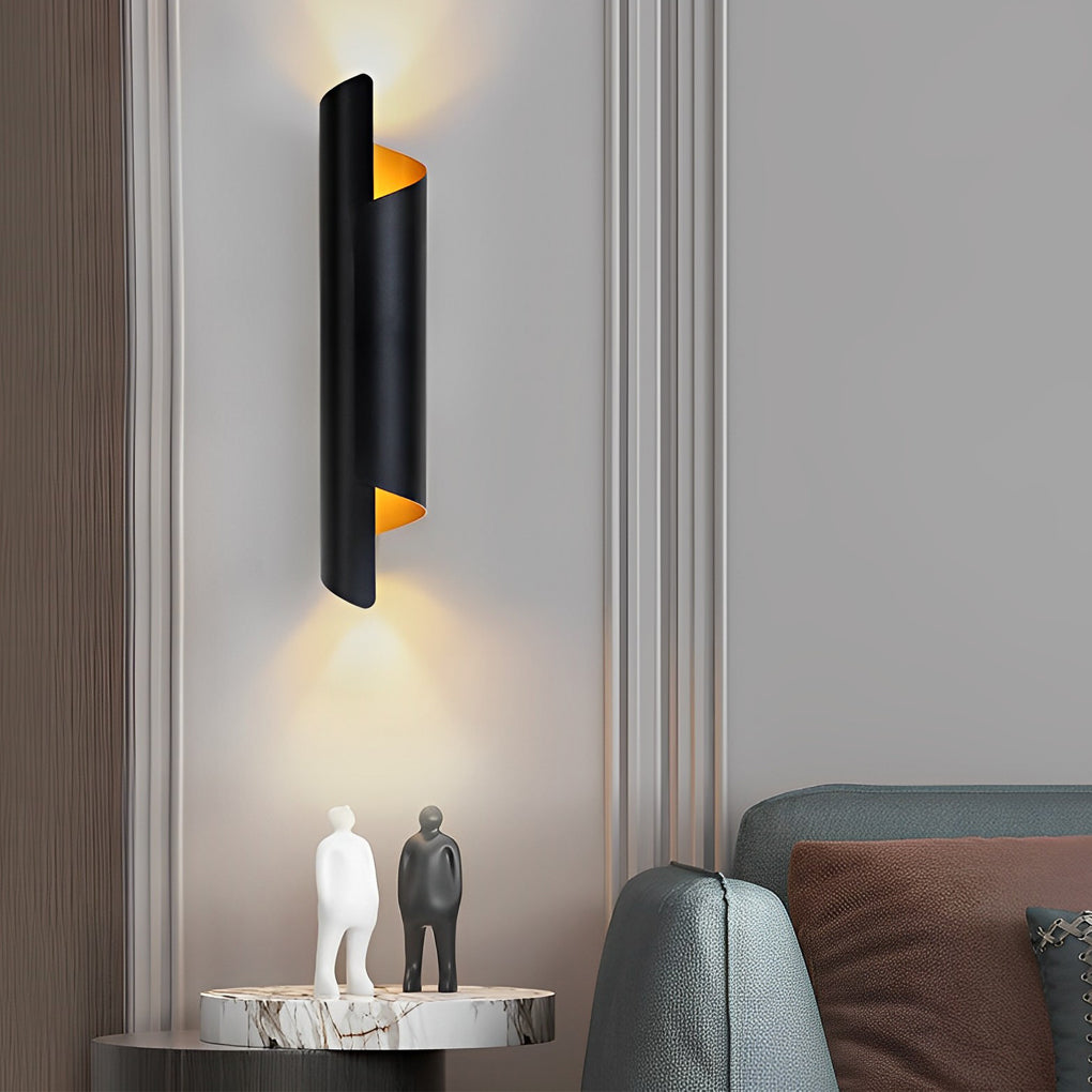 Modern Black Metal LED Scroll Wall Sconce for Living Room or Hallway