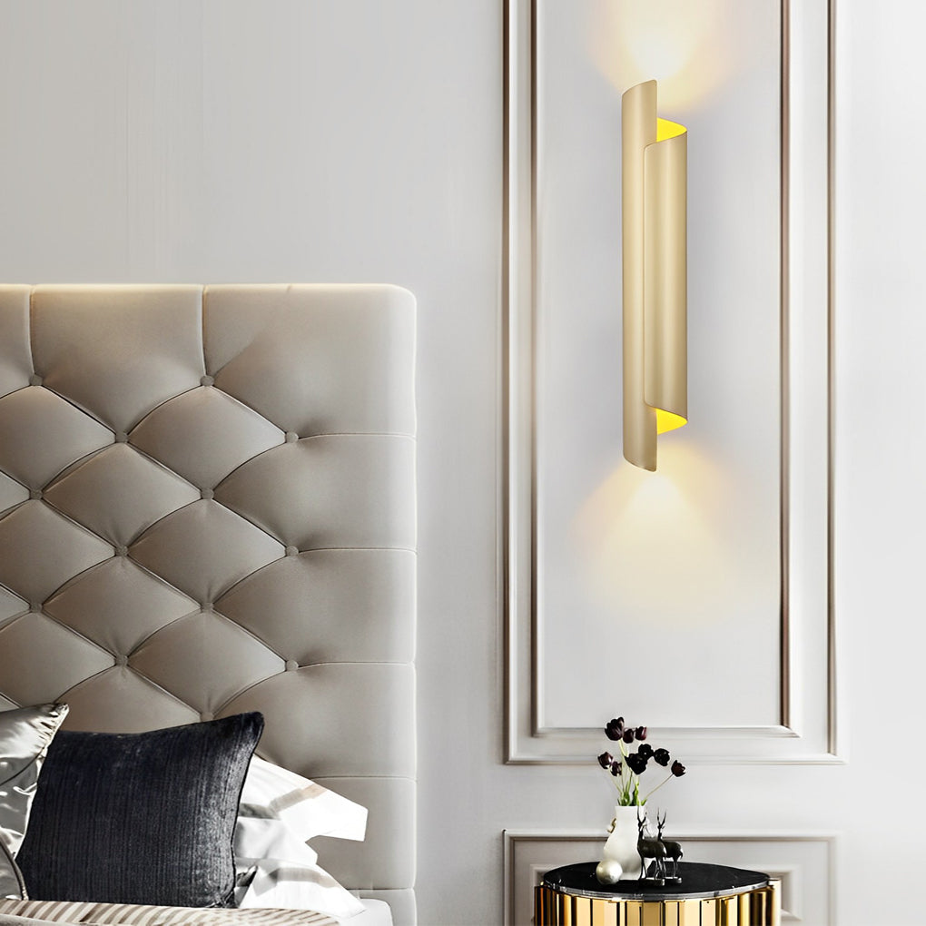 Modern Black Metal LED Scroll Wall Sconce for Living Room or Hallway