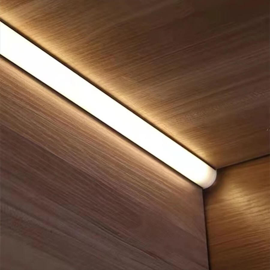 Industrial-Style Silicone Corner-Mount LED Strip Light in Black for Home