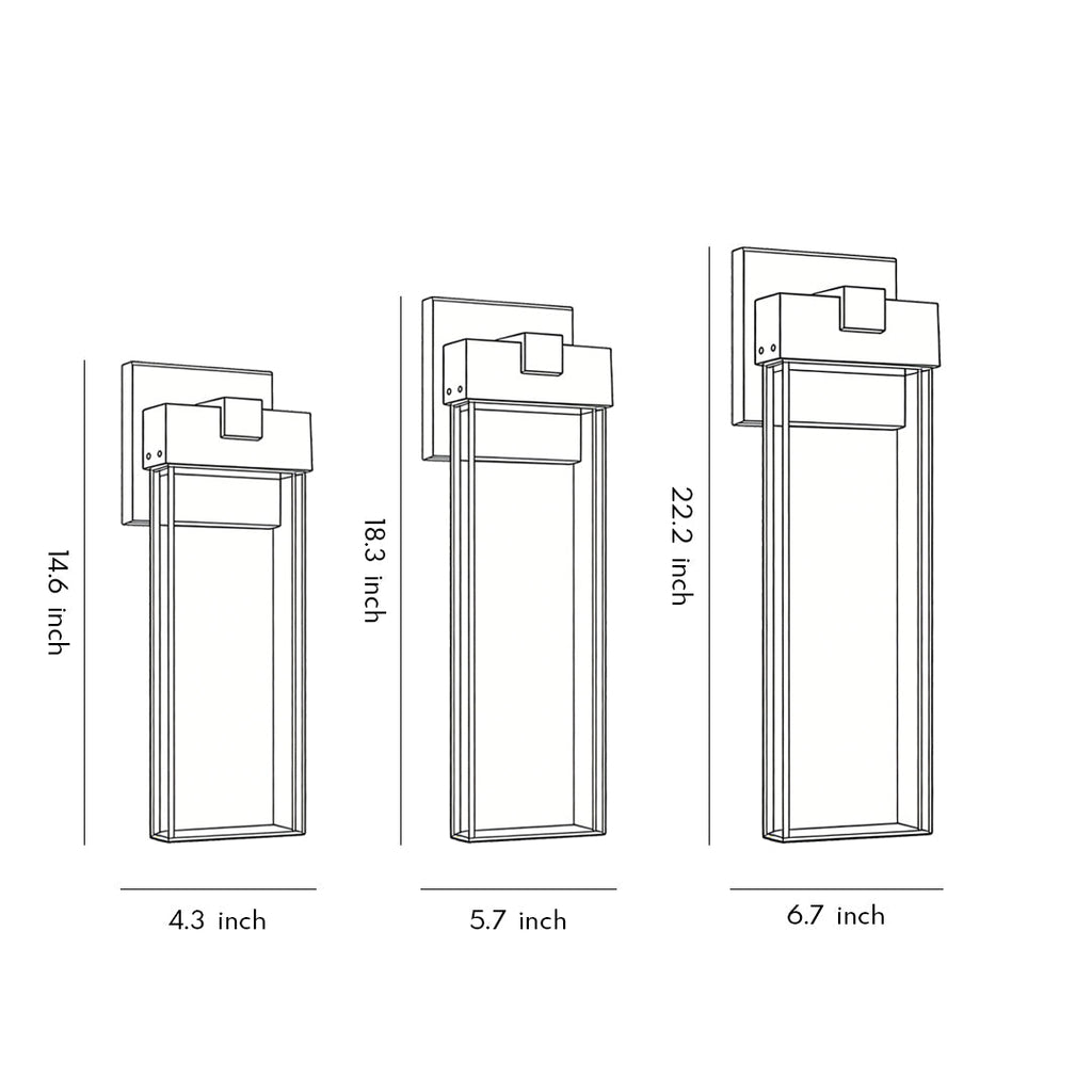 Seeded Glass Rectangular LED Outdoor Wall Sconce Light Fixture in Black