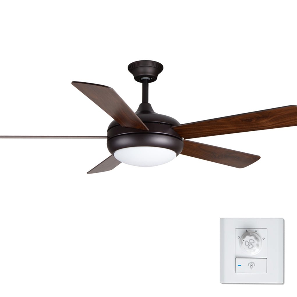 Vintage Real Wood Semi-Flush Mount Ceiling Fan with Light for Living Rooms