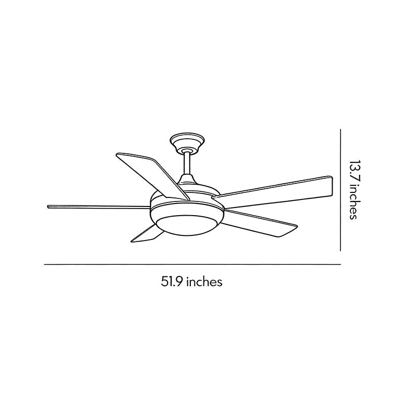 Vintage Real Wood Semi-Flush Mount Ceiling Fan with Light for Living Rooms