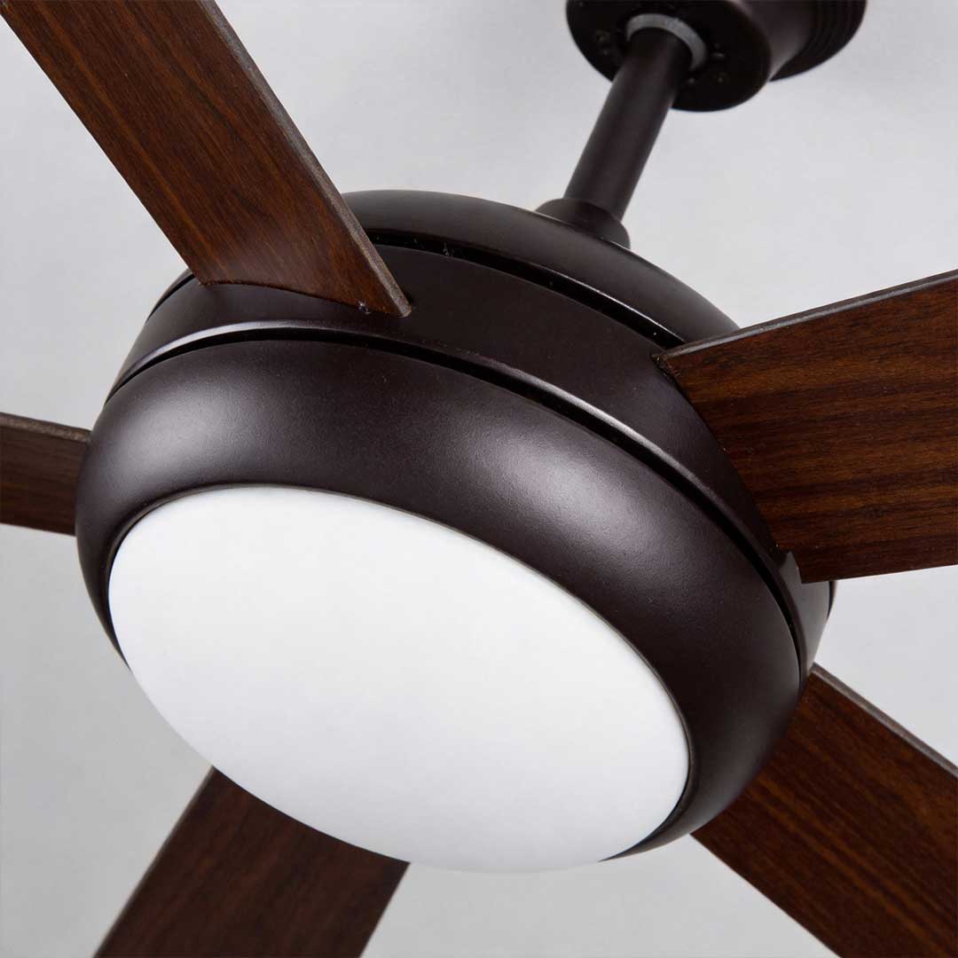 Vintage Real Wood Semi-Flush Mount Ceiling Fan with Light for Living Rooms