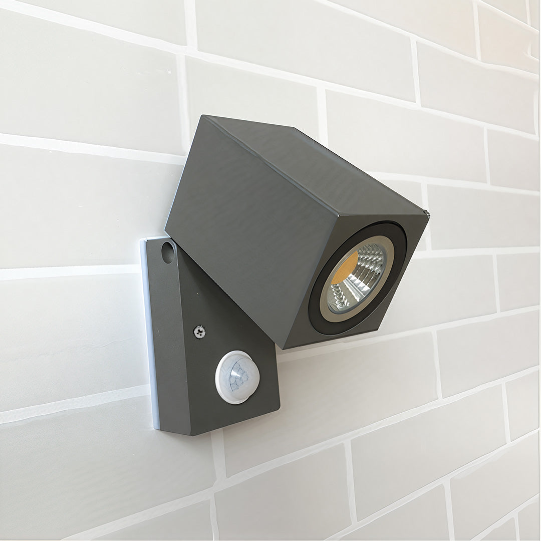 Square Black Waterproof LED Sensor Wall Light for Outdoor Use