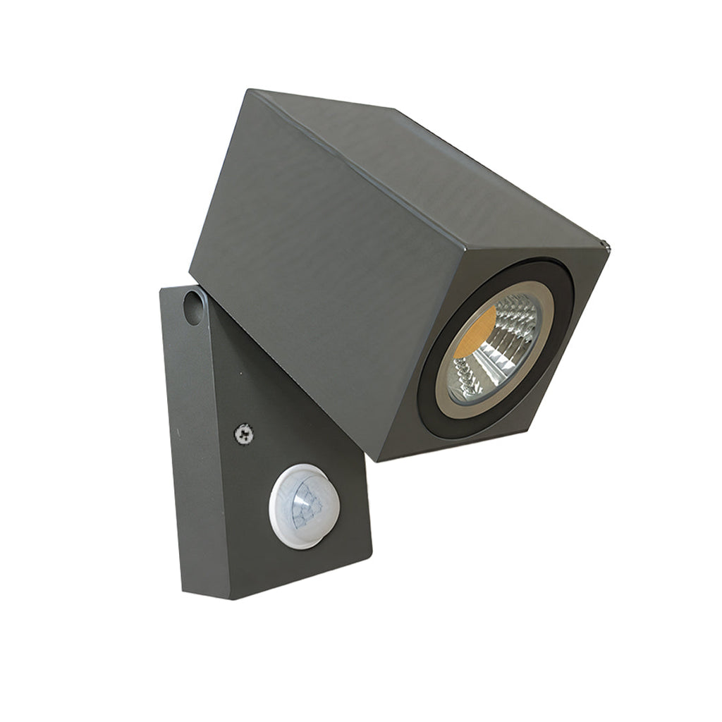 Square Black Waterproof LED Sensor Wall Light for Outdoor Use