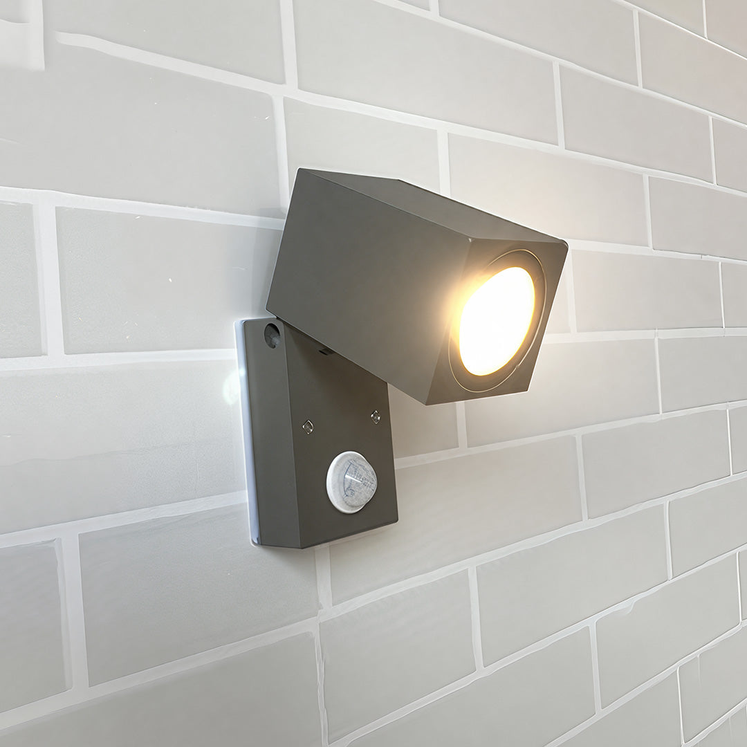 Square Black Waterproof LED Sensor Wall Light for Outdoor Use