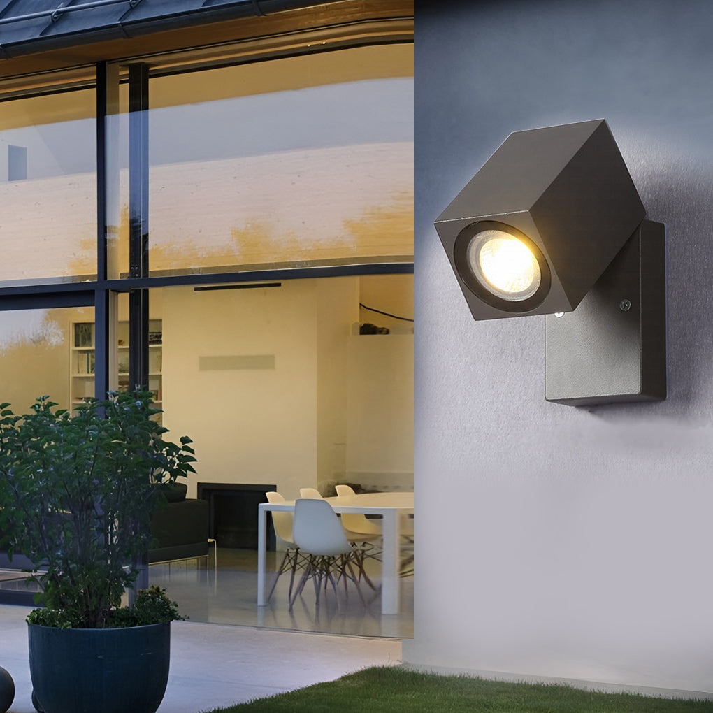 Square Black Waterproof LED Sensor Wall Light for Outdoor Use