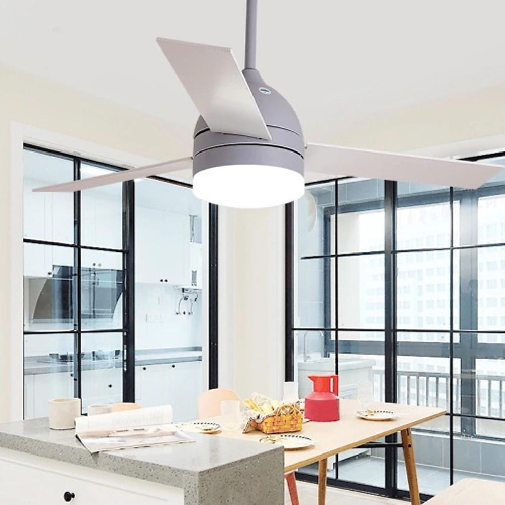 Sleek Silver Electroplated Metal LED Ceiling Fan Light for Modern Homes