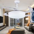 Nordic Style Retractable LED Ceiling Fan with Lights, 15/19-Inch, White