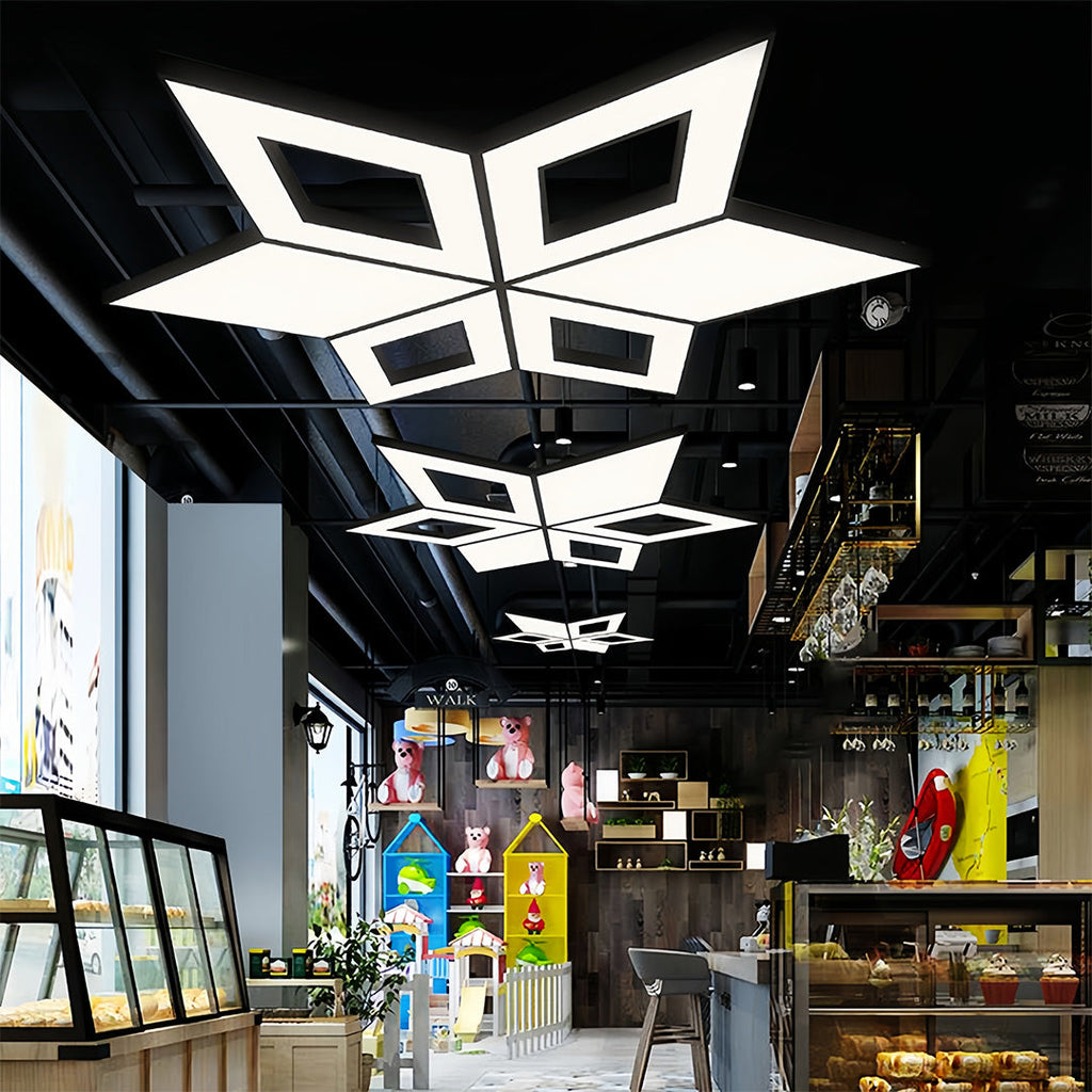 Modern Black Multi-Diamond LED Chandelier Light for Living Room Dining