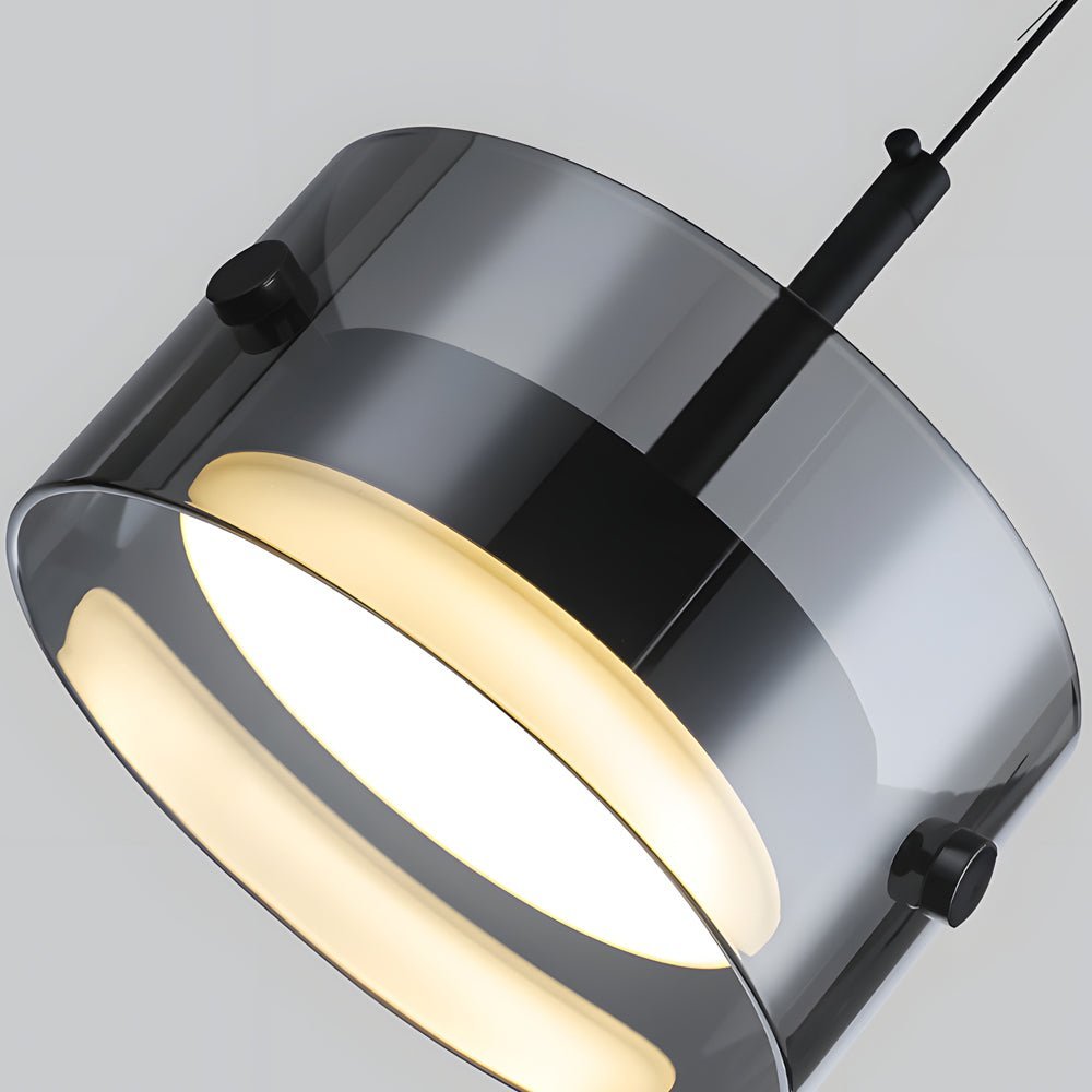 Smoke Gray Nordic Pendant Light - Short Cylinder 3-Step Dimming LED Fixture for Modern Spaces
