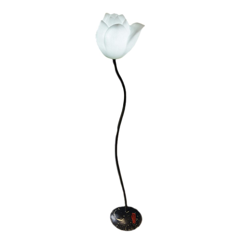 Elegant Short White Lotus LED Floor Lamp for Living Room Bedroom Decor