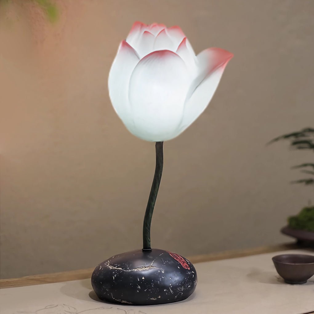 Elegant Short White Lotus LED Floor Lamp for Living Room Bedroom Decor