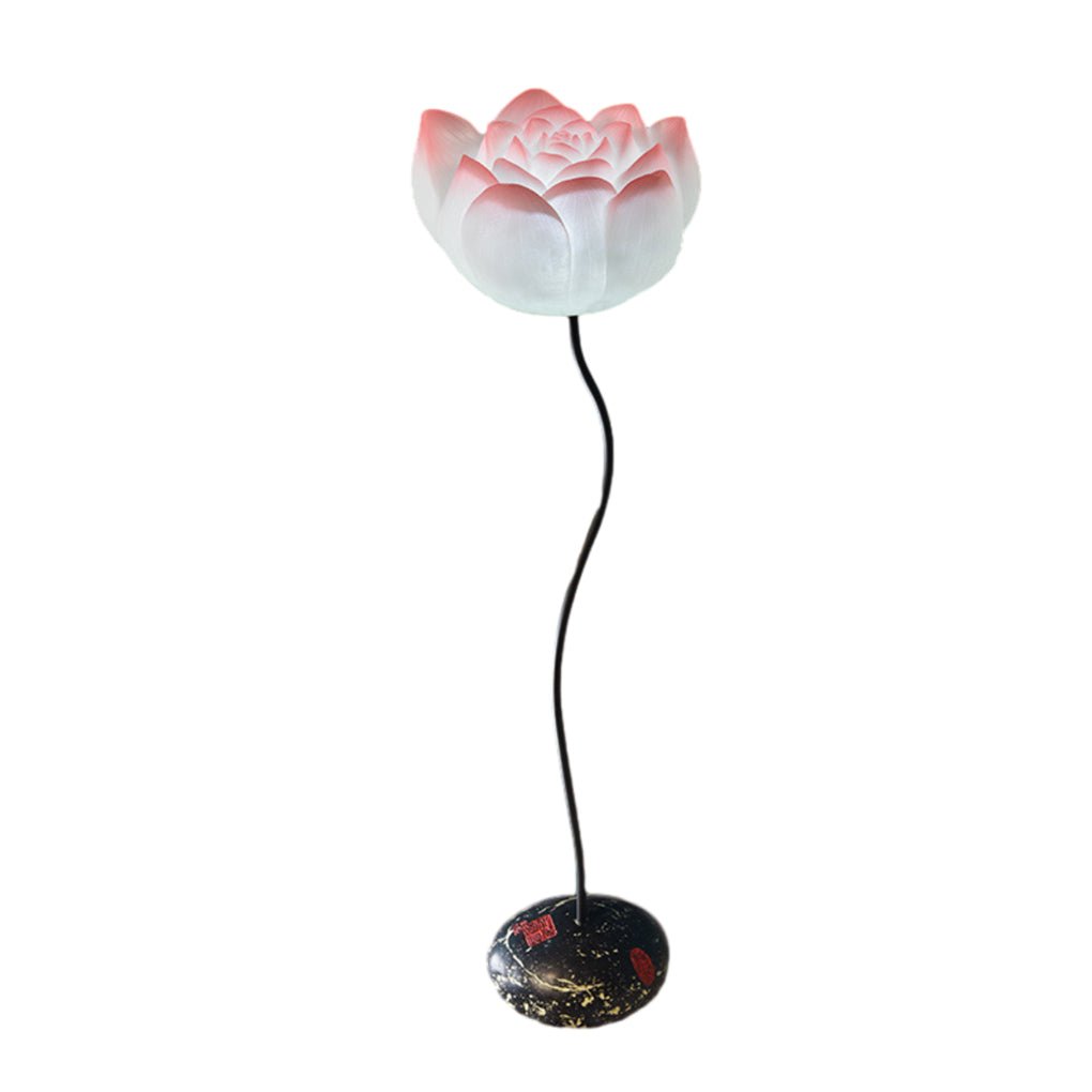 Elegant Short White Lotus LED Floor Lamp for Living Room Bedroom Decor