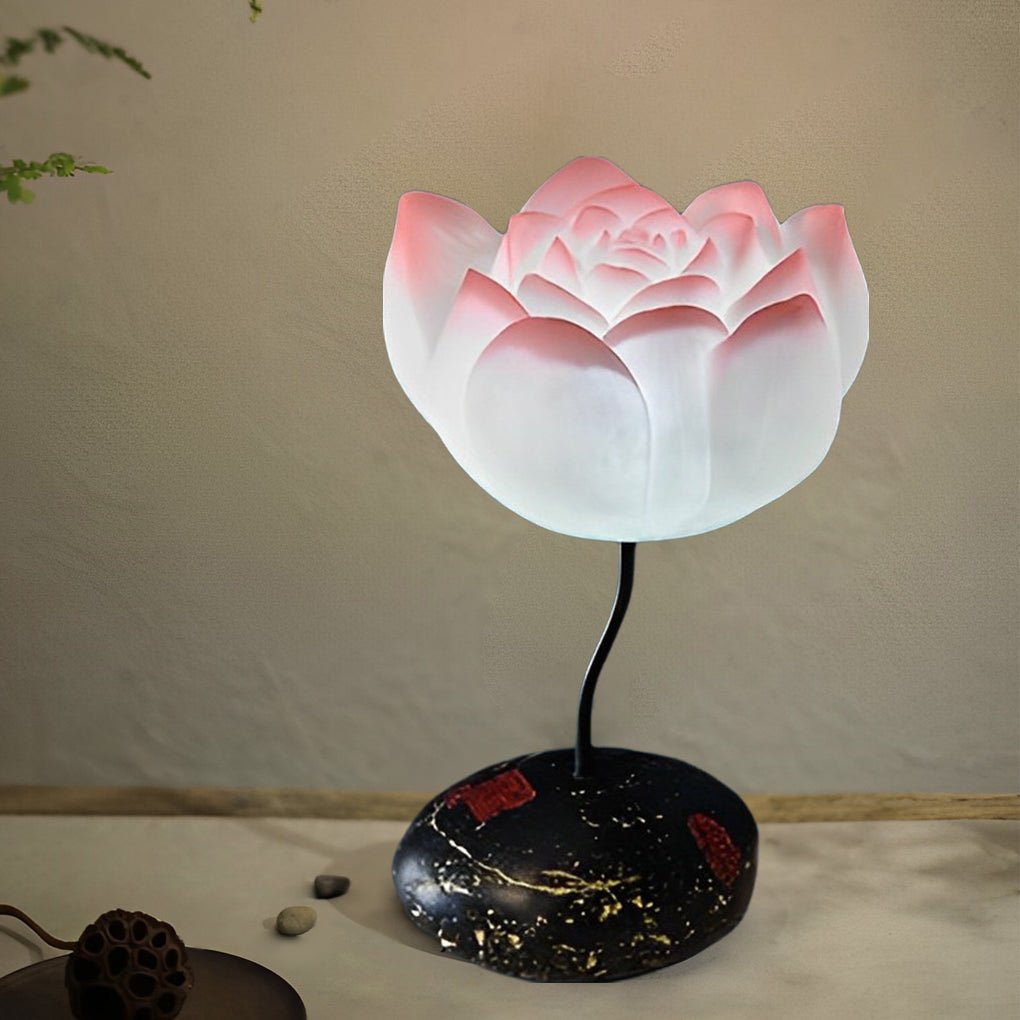 Elegant Short White Lotus LED Floor Lamp for Living Room Bedroom Decor