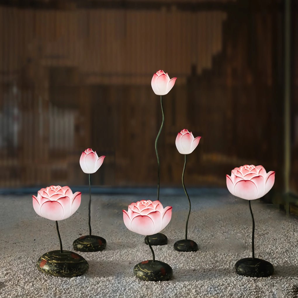 Elegant Short White Lotus LED Floor Lamp for Living Room Bedroom Decor